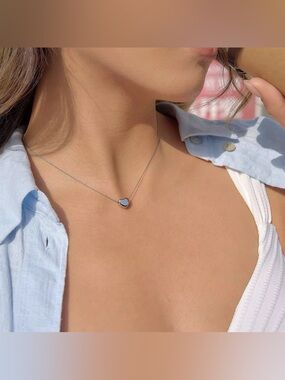 Stainless Steel Silver Tone Heart Pendant Necklace